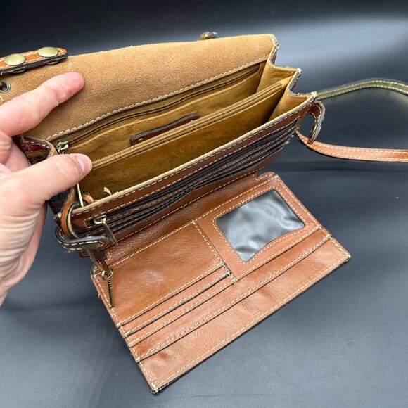 Patricia Nash Floral Leather Crossbody Shoulder Bag Purse Removable Strap Clutch - Picture 6 of 11